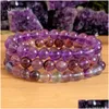 Beaded Mg1245 Nieuw Design Womens Crown Heart Chakra Armband Aaa Grade Amethist Fluoriet Stack Ghost Quartz Edelsteen Sieraden Dhgarden Dhio6