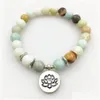 ビーズSN1177 NEW WOMENS BRACELET天然石ヨガブレスレットファッションデザインファセットA-Mazonite Lotus Ohm Buddha Dreav