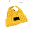 Mulheres moda designer gorros de malha senhoras gorro cabido unisex letras ao ar livre malha boné chapéu cor sólida fio grosso