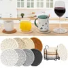 Table Mats Black Metal Stand Durable Set With Holder Absorbent Placemats Minimalist Drink Coasters For Home Decor