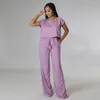 Kobiety pajęczy z krótkim rękawem Zestaw Pajama Set Solid Solid Ladies 2 szt. Zebran