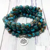 Frisado Sn1432 Listra Azul Malaquita 108 Mala Pulseira Mulheres Lotus Charme Yoga Handmade Meditação Budista Jóias Drop Deliv Dhgarden Dhkzl