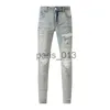 Jeans pour hommes 2023New Hommes Jeans Trou Bleu Clair Gris Foncé Italie Marque Homme Pantalon Long Pantalon Streetwear Denim Skinny Slim Straight Biker Jean pour D2 Top qualité x0911