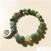 Beaded Sn1093 New Moss Agate Bracelet Lotus Charm Grounding Jewelry Natural Crystal Healing Gemstone Meditation Drop Delivery Dhgarden Dhjkm