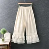 Women's Pants Lamtrip Unique Lace Patchwork Lacing Wide Leg Vintage Leggings 2023 Autumn