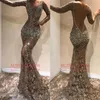Vinatge Uzun Kollu Denizkızı Prom Elbiseler Seksi Sırtsızlar Afrika Akşam Elbisesi Ucuz Tam Dantel Full Dantel Resmi Parti Nedime Dres339H