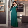 Abbigliamento etnico Musulmano Medio Oriente Donna Abito con paillettes Dubai Turchia Islam Caftani larghi casual femminili Malesia Arabia Saudita Orlo grande solido