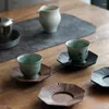 Table Mats Rain Wood | Regular Octagonal Japanese Style Black Walnut Large Lacquer Hand Carved Cup Holder Tea Set Solid