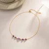 Colares Pingente Minúsculo Corrente de Aço Inoxidável Colar Roxo Cristal Pedra Charme Gargantilha À Prova D 'Água Minimalista Moda Colar Jóias Mulheres