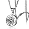 Colares de pingente Viking Compass Coin Colar de corrente de aço inoxidável para homens masculinos acessórios de jóias por atacado