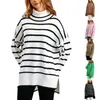 Women's Sweaters 2023 Fall Winter Bell Sleeve Mock Neck Striped Womens Tops For Summer Clothes Shirts