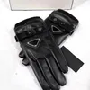 Sport PU Leather Gloves Fur Inside Brand Mittens Five Fingers Half Fingers Black With Tag Wholesale