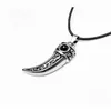 Pendentif Colliers Wolf Tooth Mode Argent Couleur Noir Gems Agate Moto Party Hommes Femmes Punk Bijoux