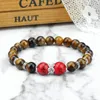 Strand Men Natural Tiger Eye Bracelet With 10mm Black Lava Onyx Beads Bracelets Women Healing Energy Bangle Yoga Prayer Jewelry