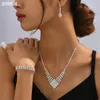 Halsbandörhängen Set Bright White Diamond Zircon Drop Bride Wedding Jewelry Ladies '