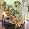 Juldekorationer Julkransdekoration Berry Pine Cones Wreath Artificial Flower Xmas Door Oranments for Home Wall Pendants Happy Year 230911