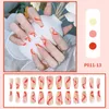 False Nails Fake Press On Charms Tips For Extension Long Forms Reusable Gradient French Nail Patch Red Blue
