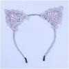 Acessórios de cabelo Natal Lace Cat Orelhas Headband Bebê Meninas Mulheres Sticks Party Desempenho Europeu e Americano Drop Delivery Kids M Dhua4