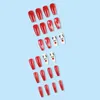 Künstliche Nägel, 24 Stück, künstliche Nägel für Frauen, weiß, rot, Weihnachtsthema, wiederverwendbar, künstlich und Mädchen-Party-Aktivität