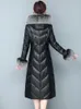 Kvinnors skinnjacka Kvinnor Winter Jackets Coat Down Medium Long Korean Version Slim Montering Fur Collar Sheep Fu2023