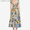 Grundläggande avslappnade klänningar Fashion Runway Summer Dress Women's Red Rose Vacation Vestidos Long Bow Spaghetti Strap Blue White Porslin Floral Dress LJ200812 L230911