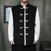 Men's Vests 2023 Tang Suit Male Top Madarin Collar Traditional Chinese Clothing Men Cotton Linen Retro Hanfu Vest 230909