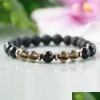 Beaded Mg0956 Black Tourmaline Essential Oil Diffuser Bracelet Anxiety Relief Lava Stone Womens Mystic Yoga Wrist Mala Drop Dhgarden Dhoih