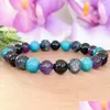 Beaded Mg1498 Strand Sagittarius Zodiac Gemstone Bracelet Turquoise Amethyst Black Tourmaline Labradorite Healing Crystal Je Dhgarden Dh3Hr