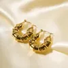 Boucles d'oreilles en forme de cerceau pour femmes, bijoux imperméables, en acier titane plaqué PVD, bambou creux, tendance, sac Opp géométrique