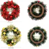 Juldekorationer Julkransdekoration Berry Pine Cones Wreath Artificial Flower Xmas Door Oranments for Home Wall Pendants Happy Year 230911