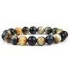 Single Circle Natural Stone Colorful Tiger Eye Armband Pärlagade armband Läkande Lucky Gemstone Bangle For Women Men Fashion Jewelry