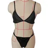 Sexy Set Sexy Mesh Women's Underwear Transparent Lingerie Set for Ladies Solid Color Wireless Bras Thong Entice Lace Up Panties Bikini 230808