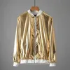 Herrjackor Mens Windbreaker Nightclub Stage Party Costume Streetwear Harajuku Hip Hop Reflective Jacket Gold Fashion Coats 230911