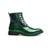 Män stövlar patent läder höst mode brogue skor bekvämt märke svart grön säkerhet gladiator ankel lägenheter cool gåva för pojkar fest stövlar