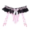 Women's Panties Women See-through Pearl Crotchless Erotic G-string Floral Lace Low Rise Ruffle Bowknot Lingerie Thongs With G314m