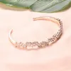 Bangle Trendy Rose Gold Crystal Charm Open Cuff Bangles Bracelet Set For Women Adjustable Wedding Party Fashion Jewelry Gifts