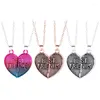 Pendentif Colliers 2pièces dégradé couleur coeur collier personnalisé BFF aimant amour correspondant bijoux pour amis