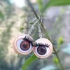 Necklace Earrings Set 2023 Funny Style Blink Simulation Eye Eyelash Eyeball Drop For Women Girls Unique Ear Jewelry Rock Plastic