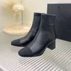 Latest black check calfskin platform ankle boots Top quality Interlocking Mixed flat leather check Chelsea boot round Toe slip-on booties luxury designer shoes