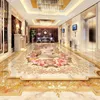 Wallpapers Custom 3D Floor Murals Imitation Marble Flower Pattern Luxury Living Room Hall Tiles Sticker Mural Self Adhesive Wallpaper