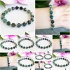 Z koralowym MG1522 Strasa 8 mm Cutted Moss Agate Creła Bransoletka Damskie Kryształy Kryształy Mala Yoga Prezenty za dostawę Dhgarden DH8SR