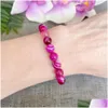 Beaded Mg1516-2 Strand A Grade Pink Agate Gemstone Bracelet Healing Crystals Mala Bracelets Womens Negative Energy Protectio Dhgarden Dhtcb