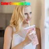 Tumblers Heat Sensitive Cups Colour Changing Cup With Lid And Straw 710ml Large Capacity Funny Cute Heart Coffee Mug Reusable