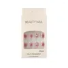 False Nails 24Pcs Detachable Acrylic Press On Nail PurpleHeart French Almond Wearable Artificial Fake Full Cover Tips