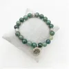 Beaded Sn1093 New Moss Agate Bracelet Lotus Charm Grounding Jewelry Natural Crystal Healing Gemstone Meditation Drop Delivery Dhgarden Dhjkm