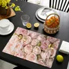 Tovagliette da tavolo 4/6 pezzi Set tovagliette Rose Fiori rosa Cotone Lino Accessori da cucina Decorativi per la casa