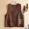 Art Retro Vest Womens Autumn Loose Large Size Sleeveless Clip