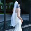 Фата MZA68 Белая свадебная фата из бисера, одноярусная, из гладкого тюля, аксессуары для платья невесты с расческой