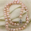 Kedjor smycken naturliga sötvatten orange pärlpärlor halsband 8--9mm kedjeklavikel 18 "