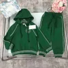 abiti verdi per ragazzo ragazza moda tute per bambini Imposta taglia 100-150 CM 2 pezzi Pullover con cappuccio e pantaloni della tuta tinta unita Sep05